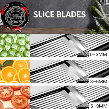 VEKAYA Mandoline Slicer, Mandoline Slicer for Kitchen, Adjustable Mandolin, Stainless Steel Mandoline, Vegetable Slicer, Potato, Onion, Cucumber, Tomato, Veggie Slicer with Cut-Resistant Gloves - Image 2