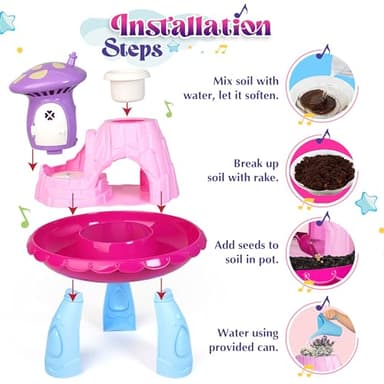 Greenbo Kids Fairy Garden Kit | Indoor & Outdoor Fairy Toy Gardening Set with House, Mist, Music, Light & Tools | Fairy Garden Kit for Kids to Grow, Play, and Learn | For Girls & Boys of Ages 3 and Up - Image 4