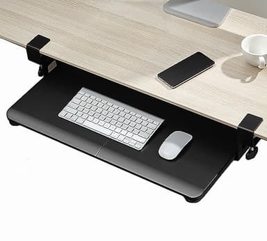 DQCGLY Keyboard Tray Under Desk, Slide Out Computer Keyboard & Mouse Tray with C Clamp-on Mount Easy to Install,30" W(Including Clamps) X 12" D Large Size,Black - Image 9