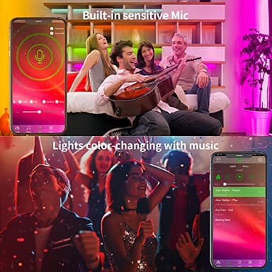 KSIPZE 100ft Led Strip Lights RGB Music Sync Color Changing Bluetooth Led Lights with Smart App Control Remote Led Lights for Bedroom Room Lighting Flexible Home Décor - Image 4