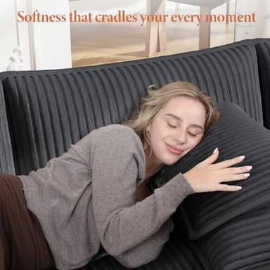 Vesgantti 143" L Shaped Modular Sectional Sofa, Comfy Corduroy Upholstered Modular Sectional Couches for Living Room, Modern Cloud Couch with Ottoman Deep Seat, Dark Grey - Image 7