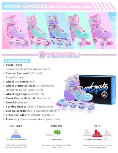 2PM SPORTS Kids Inline Skates for Girls Ages 4-8 8-12 6-12 5-8 10-12 with Light Up Wheels, Adjustable Girls Roller Skates Blades for Kid Women Beginner Youth Indoor Size 11C 1 2 3 4 5 6 7 8 Snowflakes - Image 8