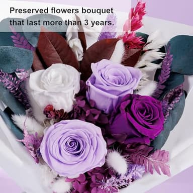 Flowers Gifts for Mom, Flower for Delivery, Preserved Roses Bouquets, Purple Roses, Birthday Gifts for Women, Mothers Day Flowers for Wife - Image 4
