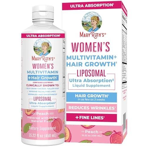 MaryRuth Organics Women's Multivitamin+Lustriva Hair Growth Liposomal | Biotin 10000mcg | Clinically Tested for Thicker Hair, Wrinkles, Fine Lines, Skin Care with Ashwagandha&Maca Root | 15.22 Fl Oz - Image 1