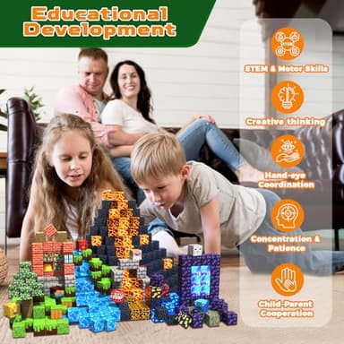 150 PCS Magnetic Blocks with Light Blocks - Magnet Tiles Toys for Kids, Boys and Girls, Magnetic Building Blocks Cubes, Stacking Magnets for Kids, Birthday Gifts for Boys and Girls Age 3+ Years Old - Image 6