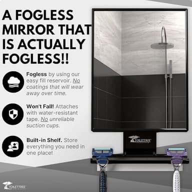 ToiletTree Products Fogless Shower Mirror - Anti-Fog Mirror - Adjustable Shaving Mirror with a Squeegee - Rust-Proof, Impact-Resistance Bathroom Shower Mirror - Tall - Image 2
