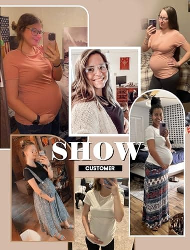 Ekouaer Womens Maternity Shirts 3 Packs Side Ruched Pregnancy Tee Top Tunic Blouse Casual Mama Clothes S-XXL - Image 5