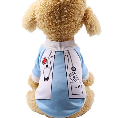 SEIS 2 Legs Dog Doctor Costume Halloween Party Pet Nurse Cloth Fleece Funny Cat Cosplay Winter Hoodies for Small Mediumn Dogs Cats (Doctor, S) - Image 1