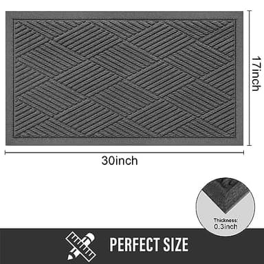 HIYARD Sturdy Front Door Mat, Absorbent Muddy Dirt Resist Welcome Door Mats Outdoor Indoor, Stain and Fade Resistant, Non-Slip Rubber Backing Low Profile Doormat for Entryway, 30×17, Charcoal - Image 2