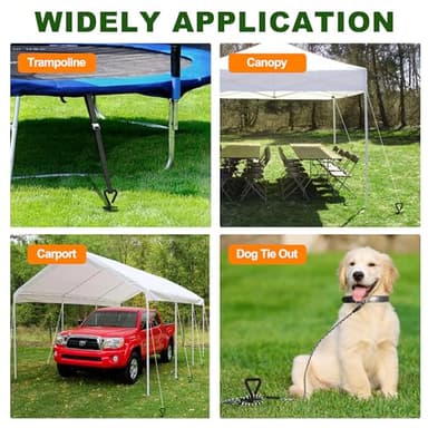 Eurmax USA Trampoline Stakes Heavy Duty Trampoline Parts Steel Stakes Anchor Kit for Trampolines Canopy Anchor Dog Tie Out Stakes -Set of 4 Bonus 4 Strong Belt(Orange) - Image 6