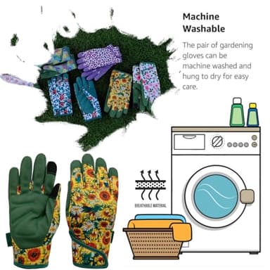 MSUPSAV Gardening&Garden Gloves,Spandex&Synthetic Yard Work Glove,Gifts for Women,Touchscreen,Medium,Green Sunflower - Image 4