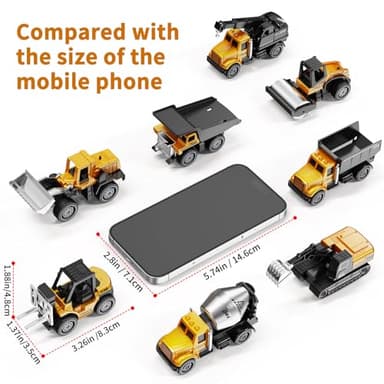 HONGTUO Alloy Mini Construction Vehicles, 8Pcs Die-cast Construction Toys Set, Excavators Mixer Truck Bulldozers Forklift Dump Truck, Pull Back Car Toys for Toddlers Kids Boys & Girls - Image 6