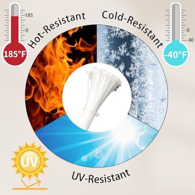 Zip Ties Assorted Sizes 4+6+8+12 Inch, 400 Pack, White Cable Ties for Multi-Purpose, Nylon/Plastic Wire Ties for Home Improvement, Office & Outdoor Use (Clear-Colored Style). - Image 4