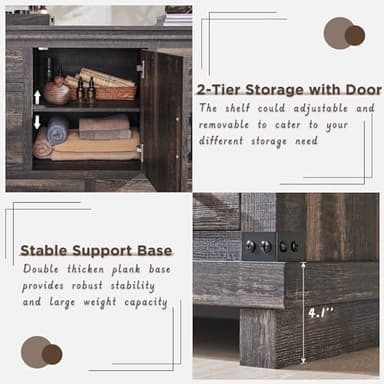 T4TREAM Farmhouse 8 Drawers Dresser for Bedroom, 54" Wide Wood Chest of Drawers w/Storage Cabient & Adjustable Shelf, Rustic Dressers Organizer for Living Room, Hallway, Dark Rustic Oak - Image 6