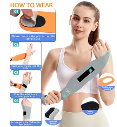 HiRui Ultra-Thin Elastic Wrist Brace Wrist Wraps, Compression Wrist Straps Support for Carpal Tunnel Arthritis Tendonitis Sprains Pain Relief Workout, Soft & Comfortable (Gray (Pack of 1)) - Image 3