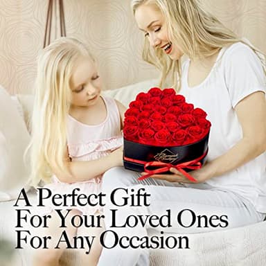 GLAMOUR BOUTIQUE 27 Flower Forever Heart Shape Box - Preserved Roses Gift for Her, Preserved Flowers, Red - Image 6