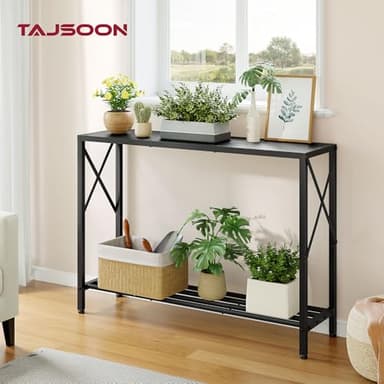 Tajsoon Console Table, 2-Tier Entryway Table, 41.8”L Narrow Sofa Tables with Shelves, Behind The Couch, for Entrance, Hallway, Living Room, Foyer, Corridor, Office, Black - Image 2