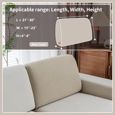 QIANMEW Couch Cushion Covers, Comfort Soft Magic Sofa Covers Washable Stretch Resistant Slipcovers for Sectional and L Shaped Seats Furniture Protectors for Pets (1PC Back Couch Cover, Light Brown) - Image 2