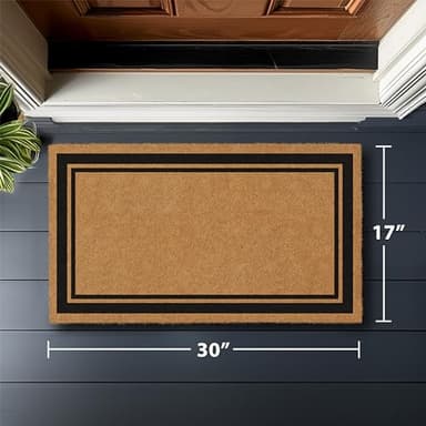 Barnyard Designs Natural Coco Coir Heavy Duty Backing Doormat - Large Cute Non-Slip Front Door Welcome Mat for Outside Entrance or Porch Entry, Brown (17x30, Border) - Image 3