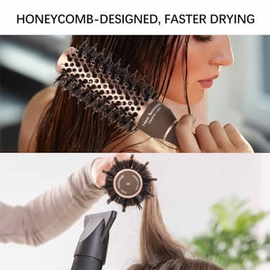 FIXBODY Hair Brush, Round Brush for Blow Drying, Curling, Styling, Nano Thermal Ceramic & Ionic Tech, Boar Bristle, 3.3 inch, 2 inch Barrel, for Women, Volume & Shine, Brown, Hair Brush for Thick Hair - Image 6