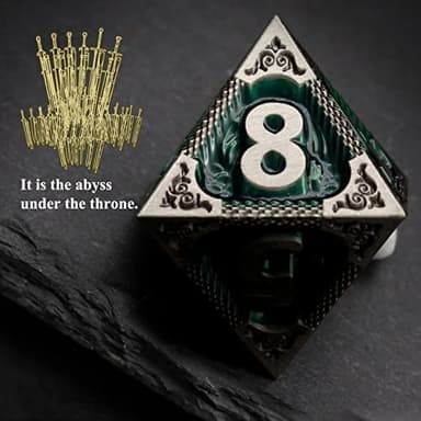 Haxtec DND Dice Set Metal D&D Dice Set with Leather Dice Bag Antique Iron Green Metal Polyhedral Dice Compatible with Dungeons and Dragons TTRPG Gifts - Image 3