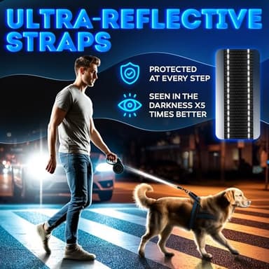 2025 New Retractable Dog Leash 18,2 ft' - Chew Proof Cable Included - 360° Tangle Free - Heavy Duty Reflective Retractable Leash for Small Medium Large Dogs up to 120 lbs - Soft Touch Anti-Slip Handle - Image 6