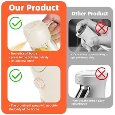 TrendPlain 16oz/470ml Glass Olive Oil Sprayer for Cooking – 2 in 1 Olive Oil Dispenser Bottle for Kitchen Gadgets and Air Fryer Accessories, Salad, BBQ - White - Image 6