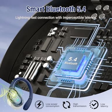 Wireless Earbuds Bluetooth 5.4 Headphones 75H Playtime Stereo Deep Bass Sports Ear Buds with Earhooks, LED Display Bluetooth Earbuds with 4 ENC Mic, IP7 Waterproof Earphone for Running, Dark Blue - Image 2
