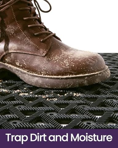 DEXI Front Door Mat Outside Entrance,19x30 Rubber Floor Doormat Heavy Duty Non Slip, Dirt Trapper Waterproof Exterior Entry Mats All Weather for Patio Entryway Drainage, Black - Image 4