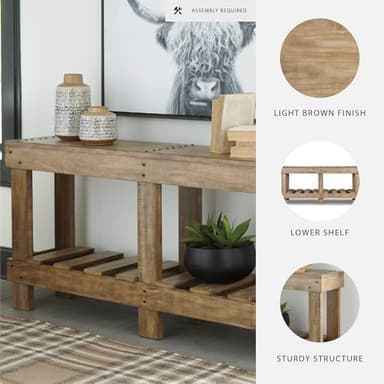 Signature Design by Ashley Susandeer Rustic Farmhouse Console Sofa Table, Brown - Image 4