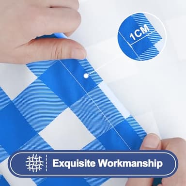 Smiry Picnic Table Cloth 2 Pack, Waterproof Elastic Fitted Tablecloths for 6FT Rectangle Tables, Washable Polyester Buffalo Plaid Tablecloth for Camping, Dining & Outdoor (Blue & White, 30" x 72") - Image 5