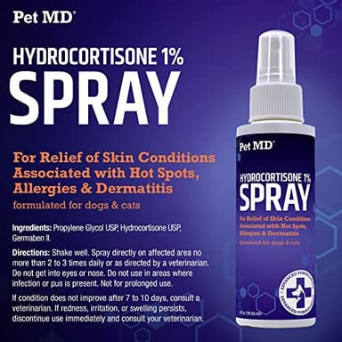 Pet MD Hydrocortisone Spray for Dogs, Cats, Horses - Itch Relief Spray & Hot Spot Treatment for Dogs, Irritated Dry Itchy Skin, Allergies, and Dermatitis - Reduces Topical Inflammation - 4 oz - Image 5