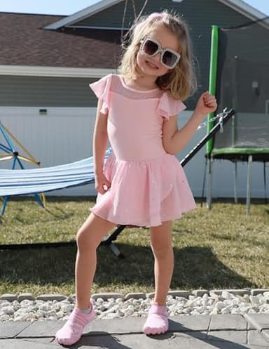 Zaclotre Girls Ballet Leotards Ruffle Sleeve Sparkle Dance Leotard Toddler Ballerina Dress Outfits - Image 7