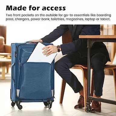 Coolife Luggage 4 Piece Set Suitcase Spinner TSA Lock Softshell lightweight (blue+sliver) - Image 3