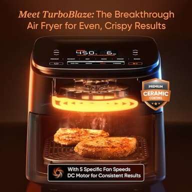 Cosori 9-in-1 TurboBlaze Air Fryer 6 Qt, Premium Ceramic Coating, 90°–450°F, Precise Heating for Even Results, Air Fry, Roast, Bake, Broil, Dry, Frozen, Proof, Reheat, Keep Warm, 120V - Image 2
