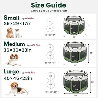Love's cabin Pet Puppy Dog Playpen, Medium Dog Tent Crates Cage Indoor/Outdoor, Portable Playpen for Cat, Foldable Pop Up Dog Kennel Playpen with Carring Case, Removable Zipper Top, Olive Green - Image 2