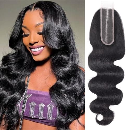 Brazilian 2x6 Human Hair Lace Closure HD Transparent 2x6 Body Wave Lace Closure Middle part Human Hair Kim K Closure With Baby Hair (16 inch) - Image 1