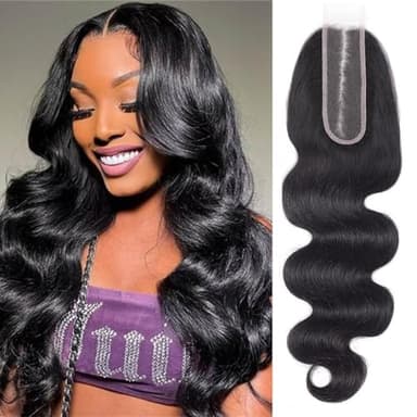 Brazilian 2x6 Human Hair Lace Closure HD Transparent 2x6 Body Wave Lace Closure Middle part Human Hair Kim K Closure With Baby Hair (16 inch) - Image 1