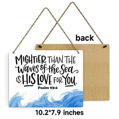 Inspirational Nautical Decor Mightier Than The Waves of The Sea Psalm 93:4 Scripture Wooden Hanging Sign Christian Gift for Baby Kids Girl Boy Nursery Teen Room Bible Verse Wall Art 10 x 8 Inches - Image 7