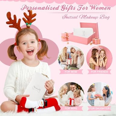 Bride Gifts – Personalized Initial Makeup Bag with Pearl Rhinestone Patch, Preppy White Monogram Cosmetic/Toiletry Pouch, bridesmaid Gifts, Bridal Shower Gifts, Wedding Gifts, Bridal Gifts,I - Image 5