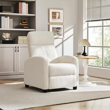 Topeakmart Fabric Recliner Chair Adjustable Modern Single Sofa Chair with Pocket Spring Living Room Bedroom Home Theater Ivory - Image 2
