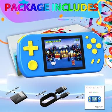 TEBIYOU Handheld Games for Kids Built-in 218 Video Games, Portable Kids Travel Toys for Ages 4-13 with Rechargeable Battery 3.0" HD Screen, Mini Gaming Player Birthday Gifts for Boys Girls (Blue) - Image 7