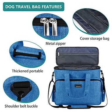 BAGLHER Dog Travel Bag, Pet Travel Bag (ALL Pet Travel Supplies), With 2 Pet Food Containers and 2 Collapsible Silicone Bowls; Essential Kits for Pet Travel Blue - Image 4