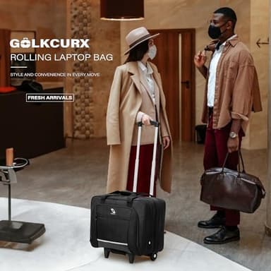 Golkcurx Rolling Laptop Bag with Wheels, Removable Water-Repellent Rolling Briefcase for Women and Men - Image 7