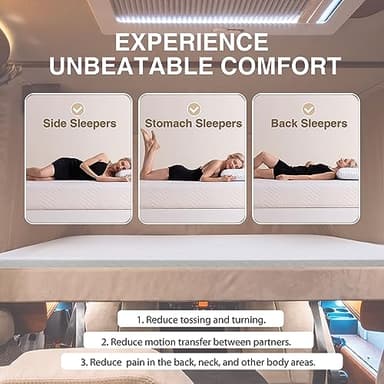 Dyonery RV Mattress King, 10 Inch Memory Foam Camper Mattress Fiberglass Free Bed in a Box Designed & Assembled in The USA, CertiPUR-US Certified, 80"x72"x10", White - Image 5