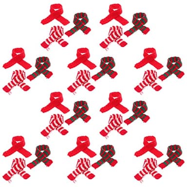 ARTIBETTER 30pcs Christmas Knitted Mini Scarves Xmas Tree Ornaments Miniature Scarf Wine Bottle Decoration DIY Crafts Doll Jewelry Making - Image 1