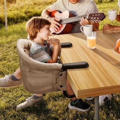 Hook On High Chair - Portable & Foldable for Babies 6-36 Months, Family & Travel Use with Carry Bag(Khaki) - Image 8