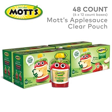 Mott's No Sugar Added Applesauce, 3.2 Oz Clear Pouches, 48 Count (4 Packs Of 12), Good Source Of Vitamin C, No Artificial Flavors - Image 3