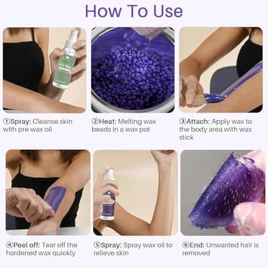 BLITZWAX Brazilian and Bikini Waxing Kit for Women, Hard Wax Warmer for Face, Legs and Body, At Home Hair Removal Kit, Beginner Friendly, Digital Fast Heating, 51 Wax Items - Image 8