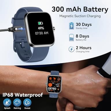 Smart Watch for Men Women Alexa Built-in, Fitness Tracker with Call Function & 1.83" HD Touchscreen, 100 Sport Modes, Heart Rate/Sleep Monitor, IP68 Waterproof, iOS Android Compatible (Blue) - Image 7
